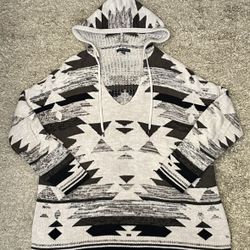 American Eagle Women’s L Black/Gray/White Geometric Variegated Pullover Hoodie 