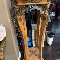 French Empire Pair of Pedestals or Plant Stands ( Birdseye Maple Wood With Ormolu)