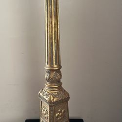 Candle Holder Antique Gold  Ornate 24 3/4” tall 