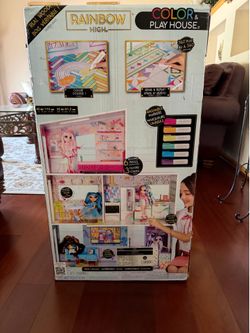 Rainbow High Color & Play 3-Story Doll House, Design All Walls & Floors with Washable Markers, Furni