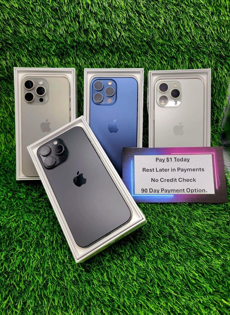 Apple IPhone 15 Pro 128gb  Unlocked, FREE Smartwach/ Headphones. Pay $1 Today Rest in payments. NO CREDIT NEEDED FINANCING