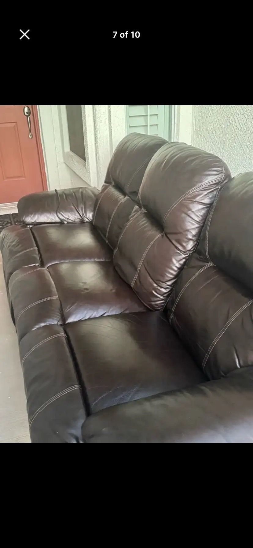 Beautiful elegant upscale luxury Italian leather all Electric power Double Recliner Sofa