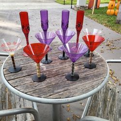 Halloween plastic Martini  Glasses & Champagne Flutes 11 total all for $39