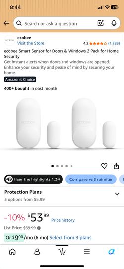 ecobee Smart Sensor for Doors & Windows 2 Pack for Home Security