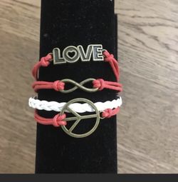 Love peace infinity red bracelet