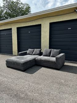 Modern Grey Corduroy Loveseat W/ Chaise - Free local delivery