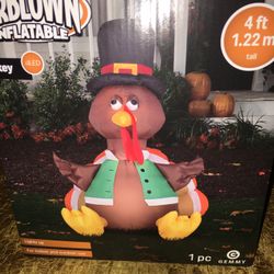 4FT LED Turkey Inflatable Lights Indoor & Outdoor Use Brand New In Package 