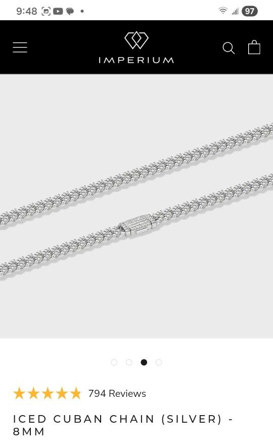 Mens 8MM Cuban ICED Rope Chain