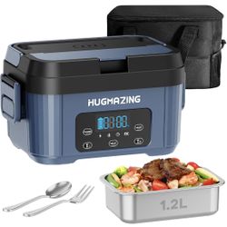 Cordless Electric Lunch Box for Adults, Men & Women - Rechargeable Self-Heating Food Warmer with 1.2L SS Container, Battery-Powered Heated Lunch Box, 