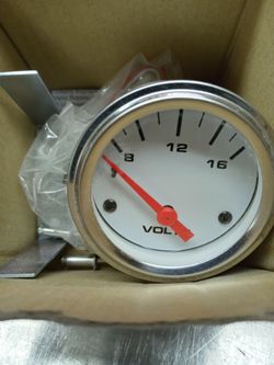 White And Chrome  Volts Gage