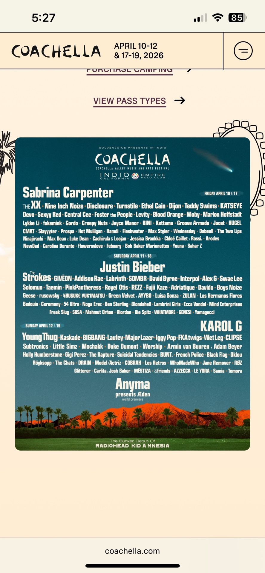 3 W2 Coachella Day 3 Tickets 