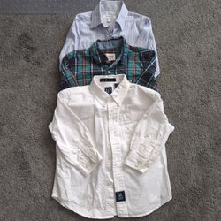 Three Size 4 Boys Long Sleeved Shirts In Great Condition
