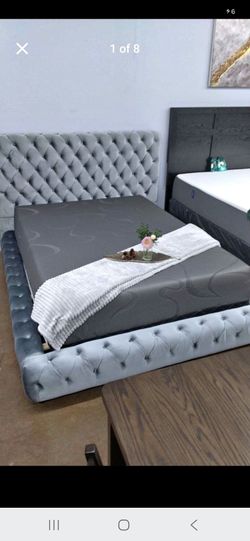 Queen/ King bed frame velvet material New in box