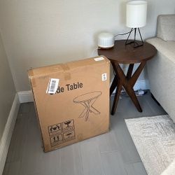 Brand New Unopened Wooden Side Table.  Same as in pics
