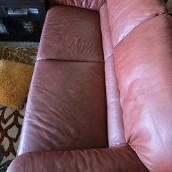Qty 2 Natuzzi Red Leather Sofas  Couch 