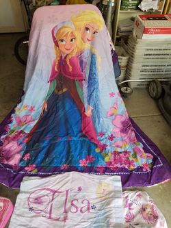 Elsa bed set, Easy Bake Oven, Hello Kitty lunch box