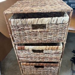 Woven Storage Drawer Unit – 3 Drawers | Boho / Coastal