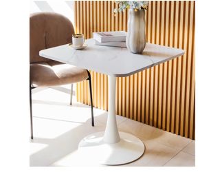 Square Faux Marble Pedestal Dining Table