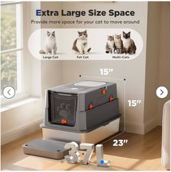 Aoktech Stainless Steel Litter Box with Lid, Grey