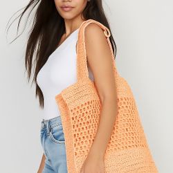 New fun Orange Old Navy Straw-Paper Crochet Tote Bag  was originally $30