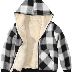 New Unisex Boy's Girls Winter Warm Sherpa Lined Zip Up Sweatshirt Fleece Jacket