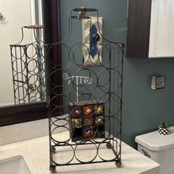 Farmhouse 26 Inch Gray Iron Cage 15- Bottle Wine Holder by Studio 350