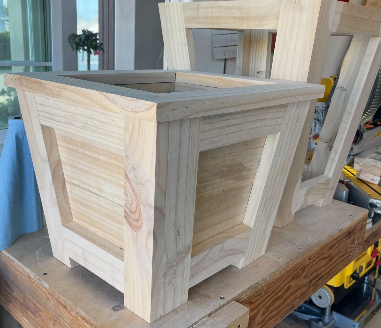Handcrafted Slanted Pine Planter Box – Perfect for Your Front Yard!
