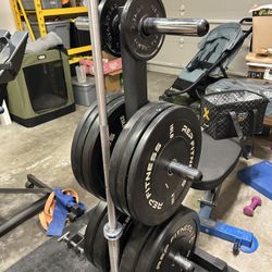 Barbell/Trap Bar, Weight Plates, and Storage Rack From REP Fitness