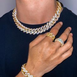 16MM Full Diamond 14k Gold Plated Doesn't Loses Color 