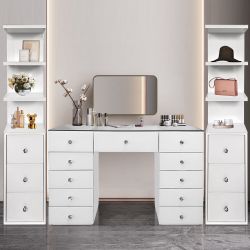 Set of 2pcs Accent Chest, white color bookcase, storage shelf with drawers , nightstands