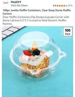 100-Pack Clear Dome Muffin Containers