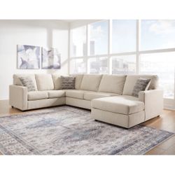 3-Piece Sectional Sofa with Chaise, Linen, Charcoal, New, Pay Down Take Now with Finance
