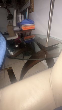 TWO LAMP GLASS TOP TABLES