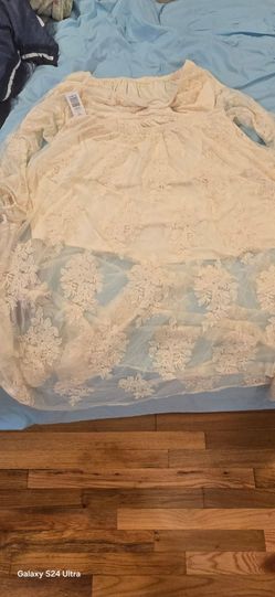 Cream Lace Floral Embroidered dress