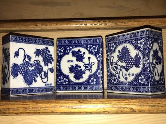 Chinese Antique 1800s Qing Porcelain Opium Sleep Pillow Blue White China Asian