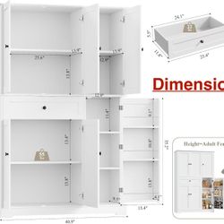 🥨HOSTACK 68" Tall Kitchen Pantry Storage Cabinet, Modern Kitchen Hutch Cabinet with Doors and Shelves, Freestanding Food Pantry with Large Storage