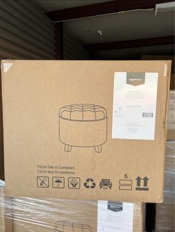 Brand new sealed in box Amazon Basics Upholstered Tufted Storage Round Ottoman Footstool, Grey, 20"W x 20"D x 17"H  $20 each   Feel free to message me
