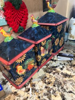Ceramic Rooster Canister Set of 3