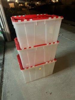 Heavy-Duty Plastic Storage Totes (3)