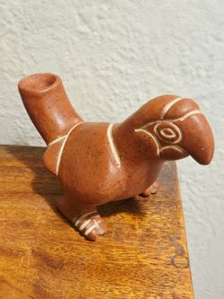 Mexico Terra Cotta Reproduction of Pre-Columbian "The Clay Parrot" Whistling Vessel