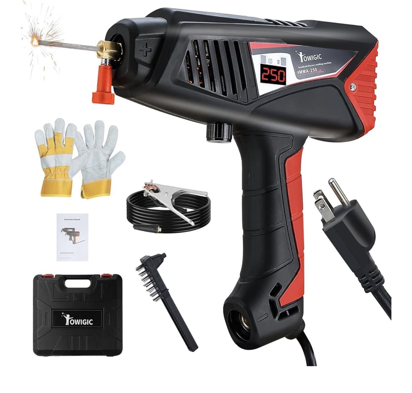 Portable Handheld Welding Machine - 110V,IGBT Inverter ARC Welder Gun Stick Welder, Welder with LED Display,easy arc ignition,small volume, and simple