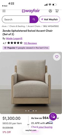 Zenda Upholstered Swivel Accent Chair