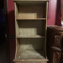 Antique Gray Worn Bookshelf Victorian Arch