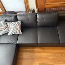 Black Leather Sectional Sofa