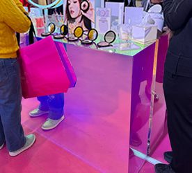 Iridescent vinyl wrapped acrylic counter