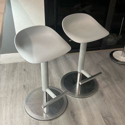 Modern Adjustable Bar Stools (Set of 2) – Gray & Chrome