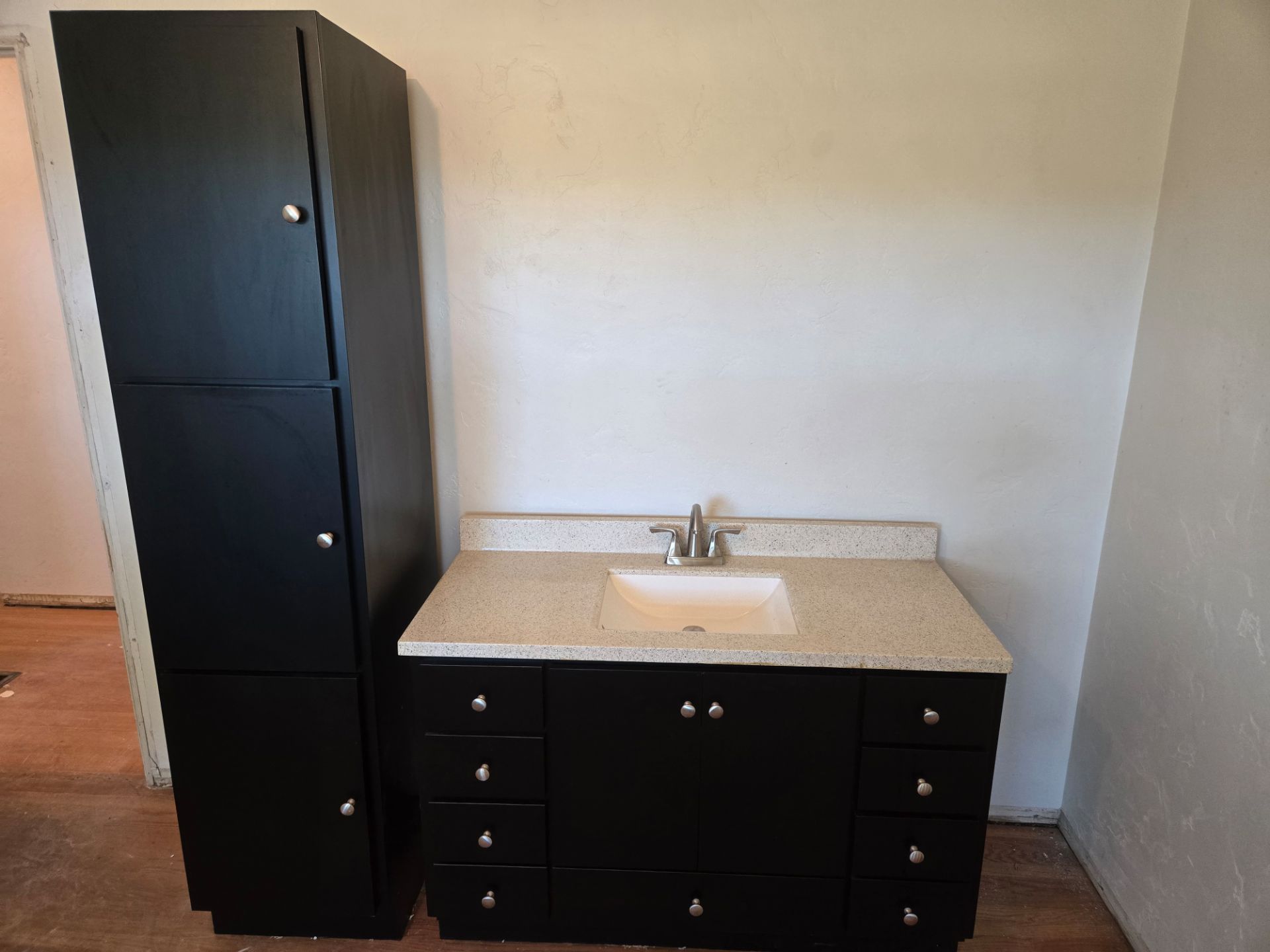 48" vanity with linen closet