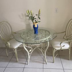 Dining Set 4 Chairs Metal Frame Glass table ✅MUST SELL THIS WEEK