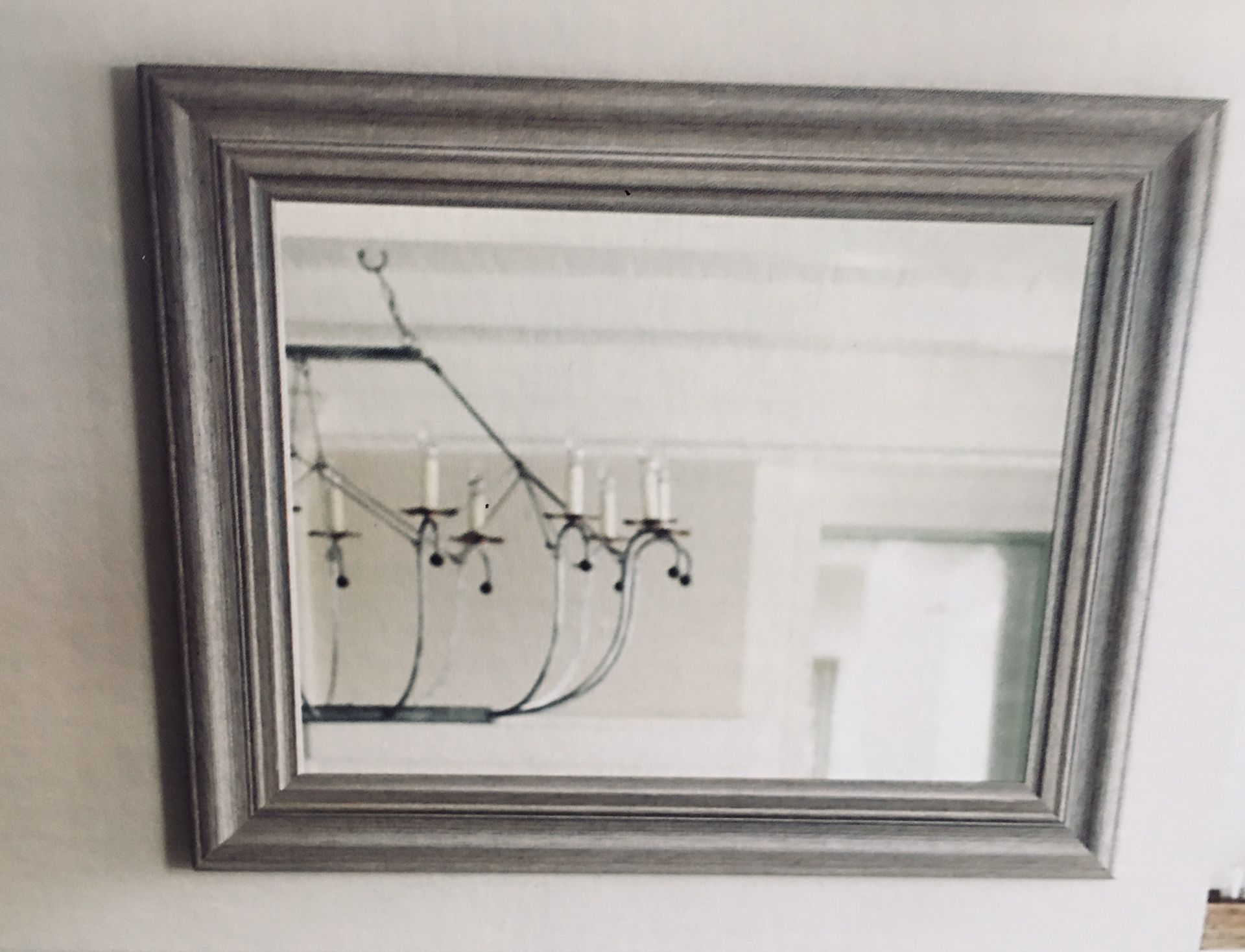 Hanging Wood Framed Mirror. 34” x 28”
