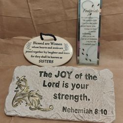 Religious Decor - Footprints, Sisters, Joy / Lord - Set of 3